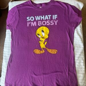 Looney Tunes Tweety Bird Graphic T-Shirt purple Girls lg 11/13